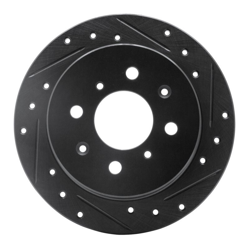 Acura Integra Brake Rotor (1) - Rear Right - R1 Concepts - Drilled & Slotted - Black - `88-`01
